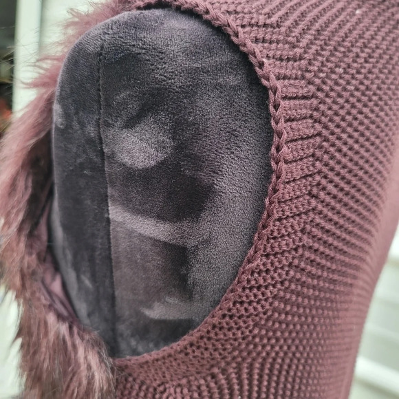 Sebby Collection Vest Faux Fur Front Purple Knit Back with Pockets Hook Small S - Picture 5 of 9